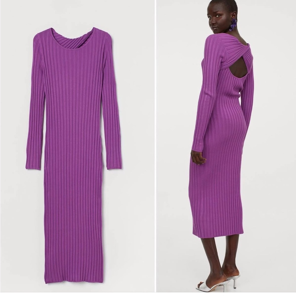 Elegant Purple Knit Dress
